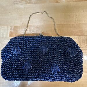 Elegant Navy Blue Woven Clutch